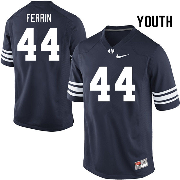Youth #44 Will Ferrin BYU Cougars College Football Jerseys Stitched-Navy
